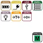 Icons für die Eichfähige / geeichte Waage PCE-MS AC1,5T-1-100x200-M