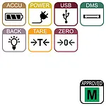 Icons für die Multifunktionswaage PCE-MS PC150-1-30x40-M