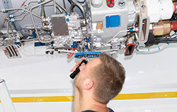 Endoscoop bij het inspecteren van een turbine