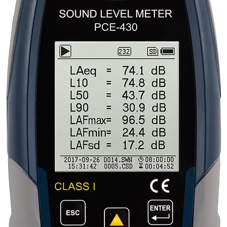 Geluidsmeter PCE-430-SC 09 display