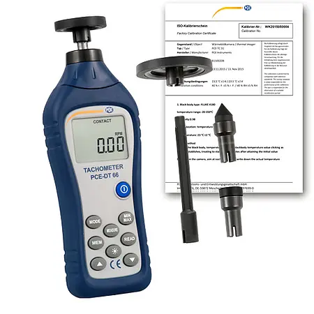 Handheld tachometer PCE-DT 66-ICA incl. ISO-kalibratiecertificaat 
