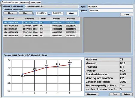 Hardheidstester PCE-3500 software