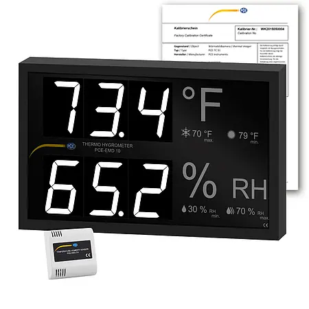 Hygrometer PCE-EMD 10-ICA incl. ISO-kalibratiecertificaat 