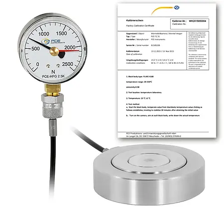 krachtmeter PCE-HFG 2.5K-E100-ICA incl. ISO-kalibratiecertificaat 