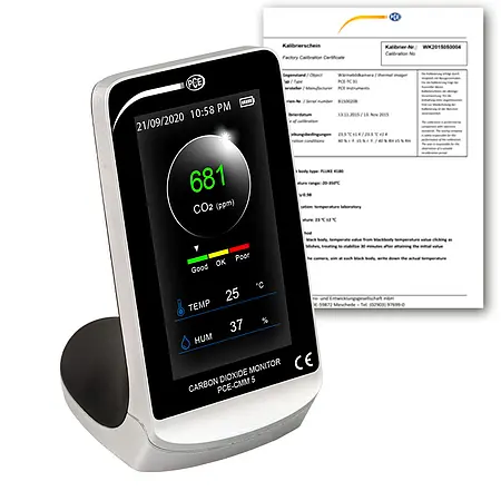 Luchtvochtigheidsmeter / CO2 meter PCE-CMM 5-ICA incl. ISO-kalibratiecertificaat 