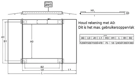 Palletweegschaal PCE-SD 1500 SST