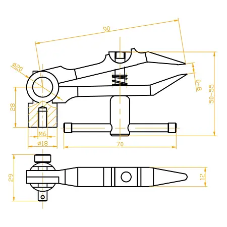 adapterklem voor trekproeven Technische tekening