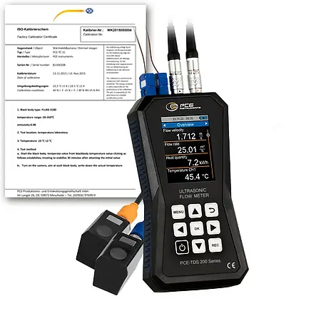 Stromingsmeter PCE-TDS 200+ S-ICA incl. ISO-kalibratiecertificaat 