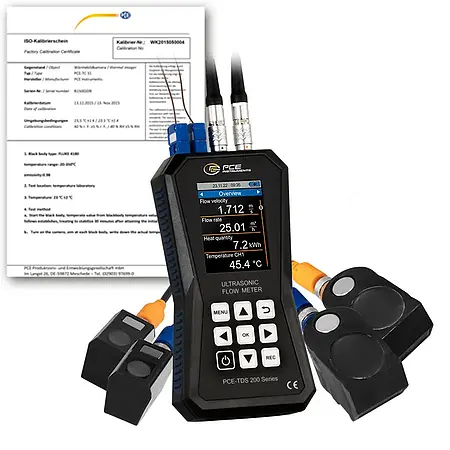 Stromingsmeter PCE-TDS 200+ SM-ICA incl. ISO-kalibratiecertificaat 