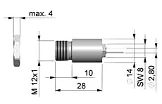 Schets van de miniatuurmeetkop van de digitale temperatuurmeter PCE-IR10