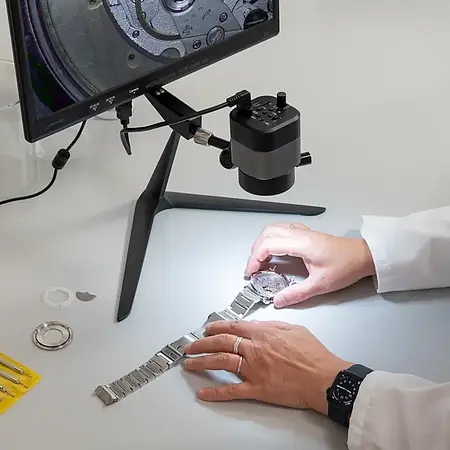Microscoop in gebruik