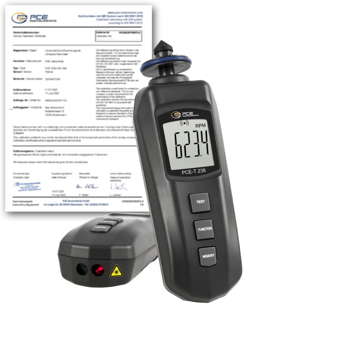 Toerentalmeter PCE-T 238-ICA incl. ISO-Kalibratiecertificaat  