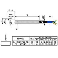 Krachtopnemer PCE-C-R10LFC serie 5-100 kg