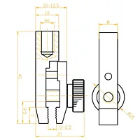 kleminrichting voor trekproeven Technische tekening