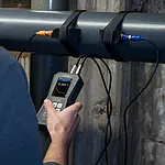 Stromingsmeter in gebruik