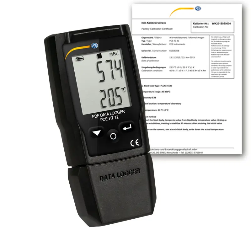 PDF Data Logger PCEHT 72ICA incl. ISO Calibration Certificate PCE