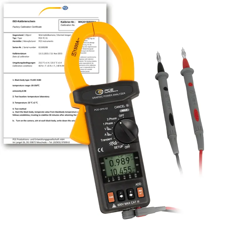 Power Logger PCE-GPA 62-ICA ISO Calibration Certificate | PCE Instruments