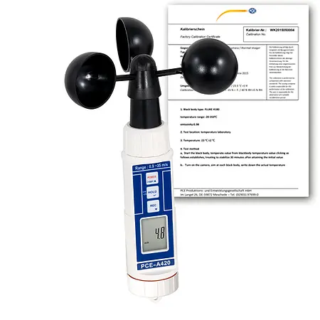 Air Flow Meter PCE-A420-ICA incl. ISO Calibration Certificate