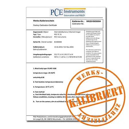 Calibration certificate CAL-PCE-ICS