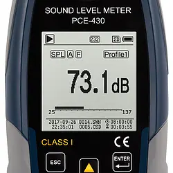Class 1 Data-Logging Noise Meter / Sound Meter PCE-430 display 1