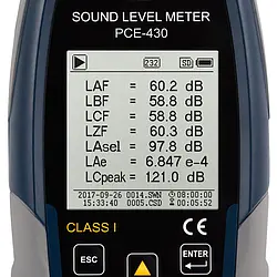 Class 1 Sound Level Meter PCE-430 - Display