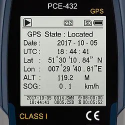 Display of Class 1 Sound Level Meter PCE-432-SC 09-ICA with Calibrator incl. ISO Cal. Cert.