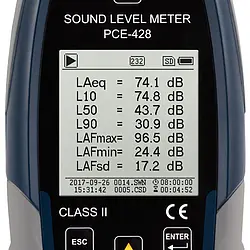 Class 2 Data-Logging Noise Dose Meter PCE-428 screen