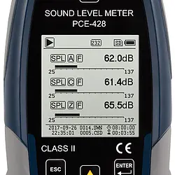lass 2 Data-Logging Noise Meter / Sound Meter PCE-428 screen