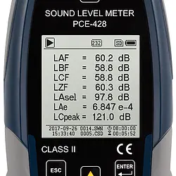Class 2 Data Logging Noise Meter / Sound Meter PCE-428 display 1