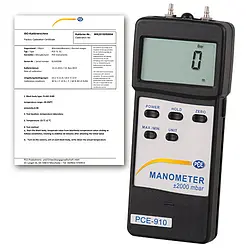 HVAC Meter Differential Pressure PCE-910-ICA Incl. ISO Calibration Certificate