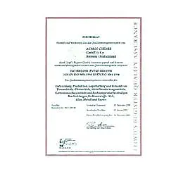 ISO-Certificate for Moisture Analyzer