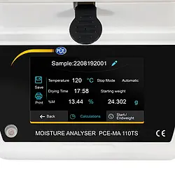 Moisture Analyzer PCE-MA 110TS touch display