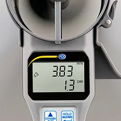 Multifunction Hygrometer with Flow Hoods PCE-VA 20-SET display