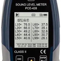 Outdoor Condition Monitoring Sound Level Meter PCE-428-EKIT display