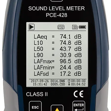 Outdoor Sound Level Meter PCE-428-EKIT display