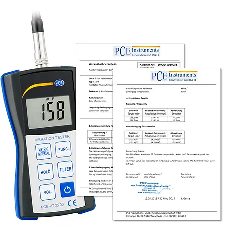 Re-calibration certificate for hardness tester PCE-900 