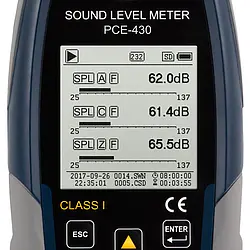 Sound Level Data Logger PCE-430 display