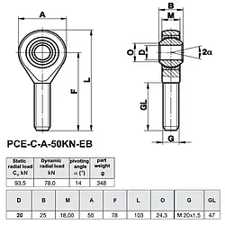 Technical drawing swivel head PCE-C-A-50KN-EB