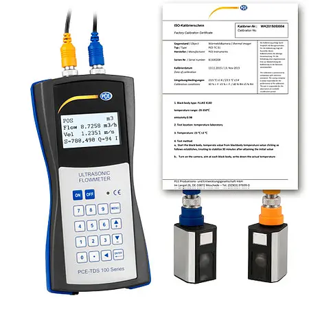 Ultrasonic Flow Meter PCE-TDS 100HS-ICA incl. ISO Calibration Certificate