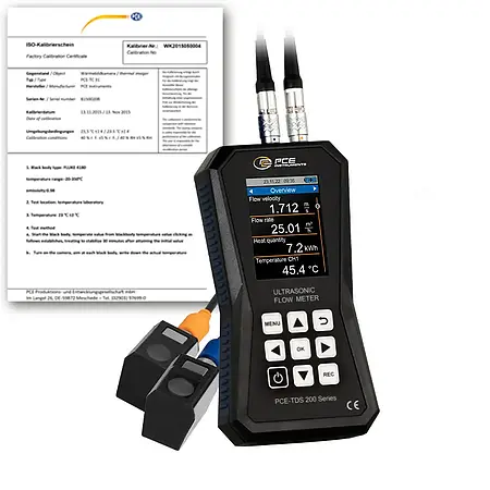 Ultrasonic Flow Meter PCE-TDS 200 S-ICA incl. ISO-Calibration Certificate