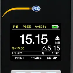 Ultrasonic Thickness Tester PCE-TG 300-P5EE display