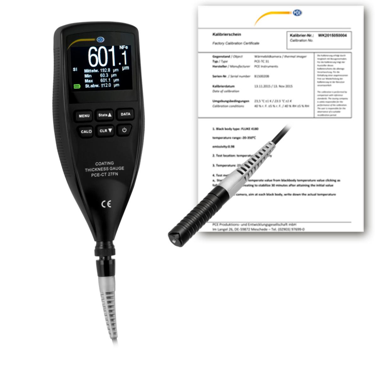 Coating Thickness Gauge PCE-CT 27FN-ICA incl. ISO Calibration Certificate 