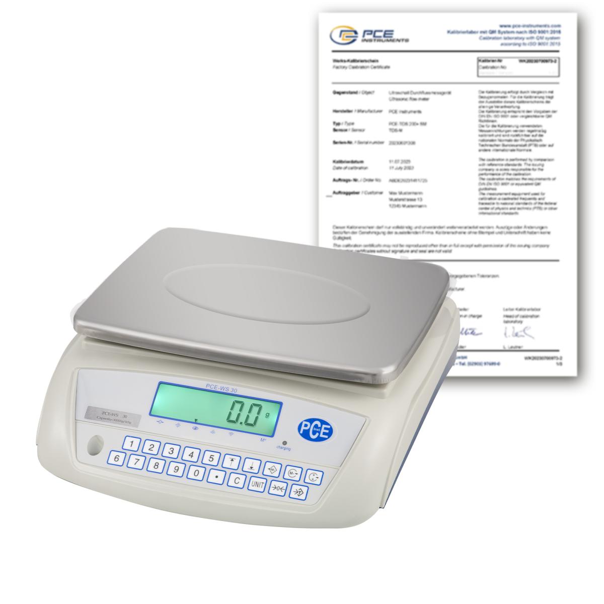 Tabletop Scale PCE-WS 30-ICA Incl. ISO Calibration Certificate 
