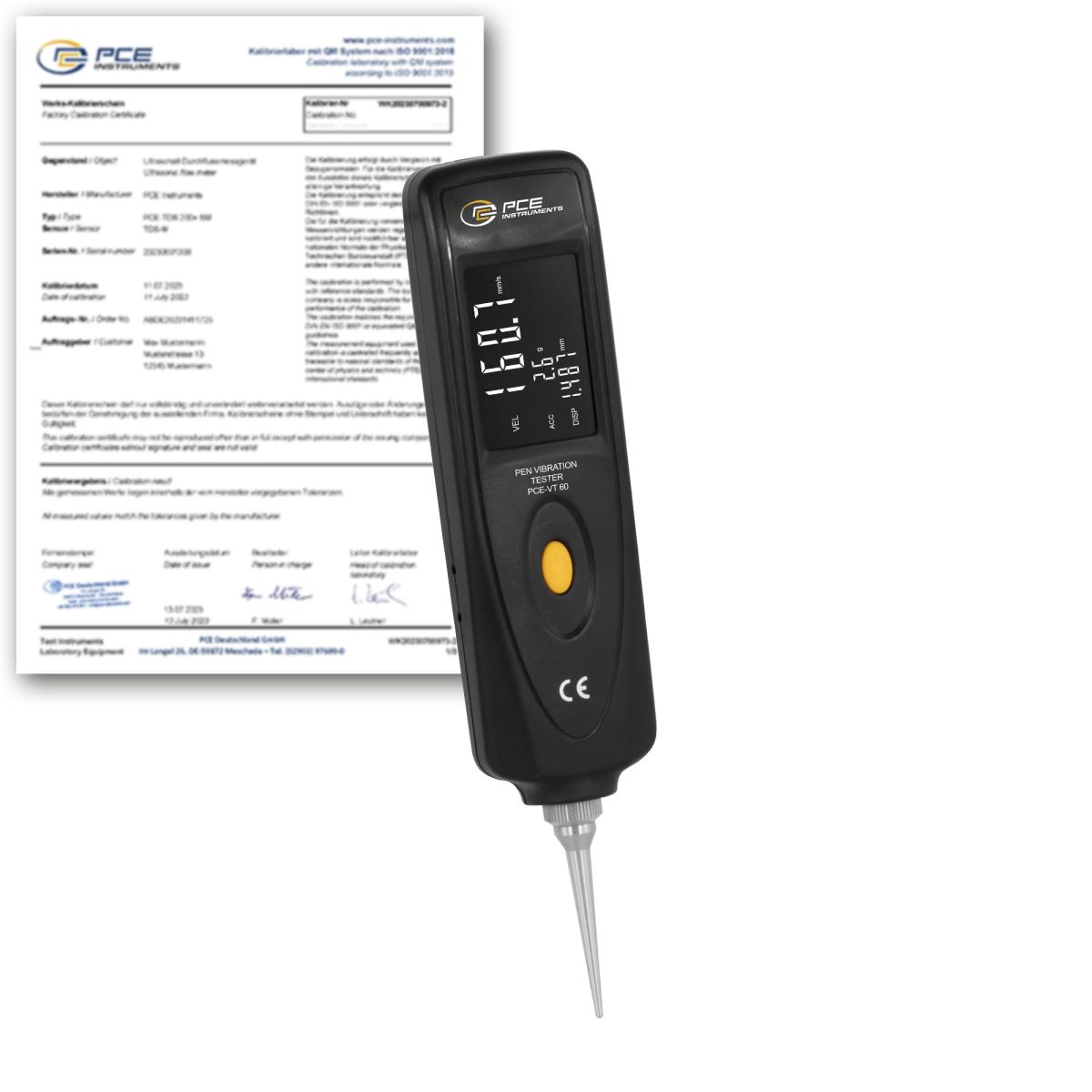 Accelerometer PCE-VT 60-ICA incl. ISO-Calibration Certificate 