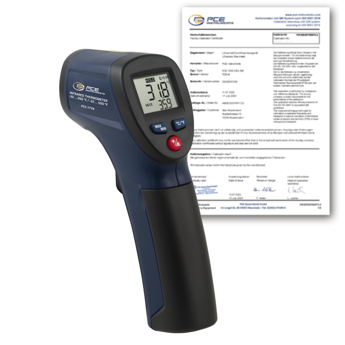Infrared Thermometer PCE-777N-ICA incl. ISO-Calibration Certificate 