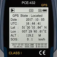 Class 1 Data Logging Decibel Meter w/GPS & ISO Cert. PCE-432-ICA display