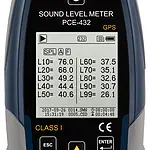 Display of Class 1 Noise Meter PCE-432-SC 09-ICA with Calibrator incl. ISO Certificate