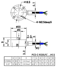 Force Gage PCE-C-R20LFC-H11 series 5-2000 kg - diagram