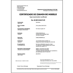 Certificado de metrología legal serie CR 