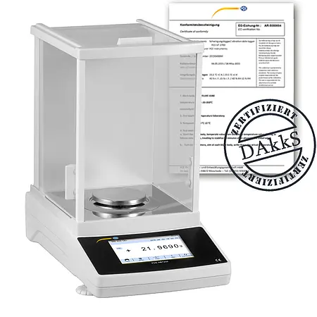 Balanza de laboratorio incl. certificado de calibración DAkkS